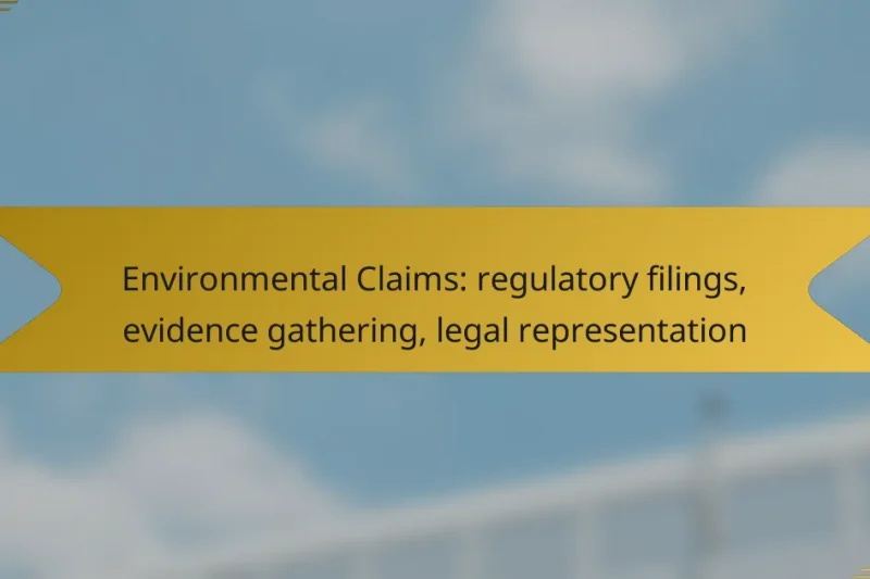 Environmental Claims: regulatory filings, evidence gathering, legal representation