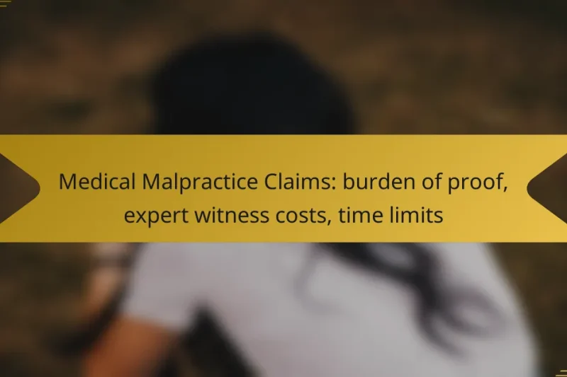 Medical Malpractice Claims: burden of proof, expert witness costs, time limits