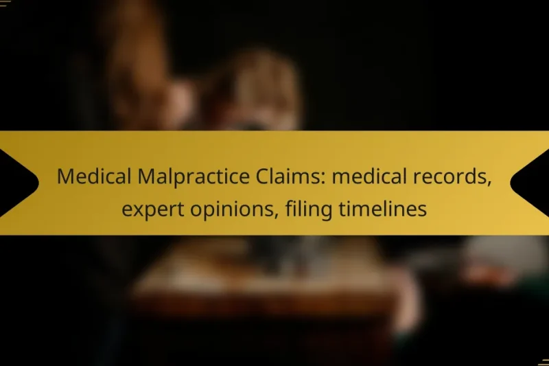 Medical Malpractice Claims: medical records, expert opinions, filing timelines