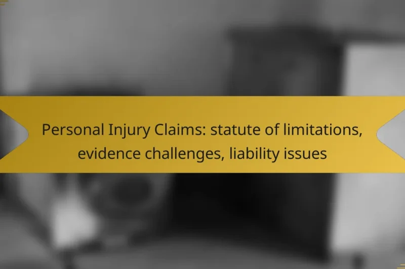 Personal Injury Claims: statute of limitations, evidence challenges, liability issues