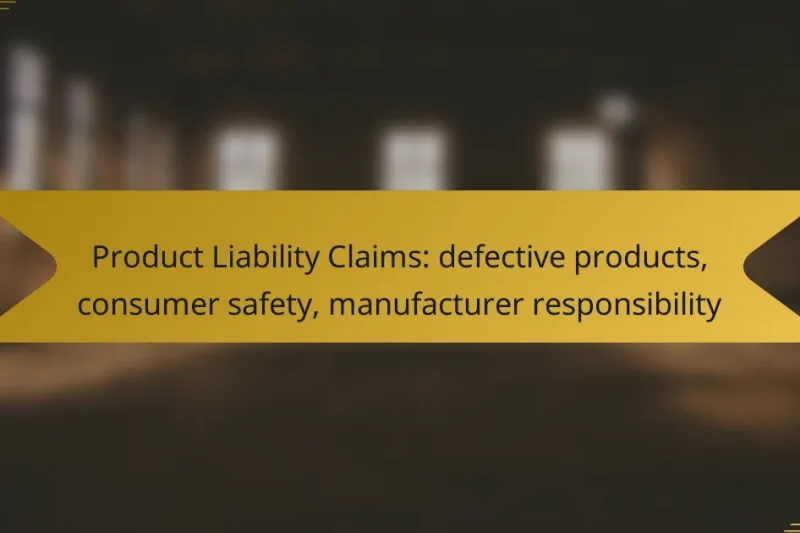 Product Liability Claims: defective products, consumer safety, manufacturer responsibility