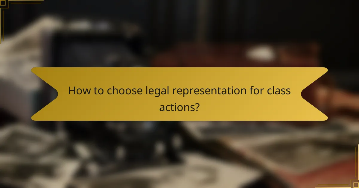 How to choose legal representation for class actions?