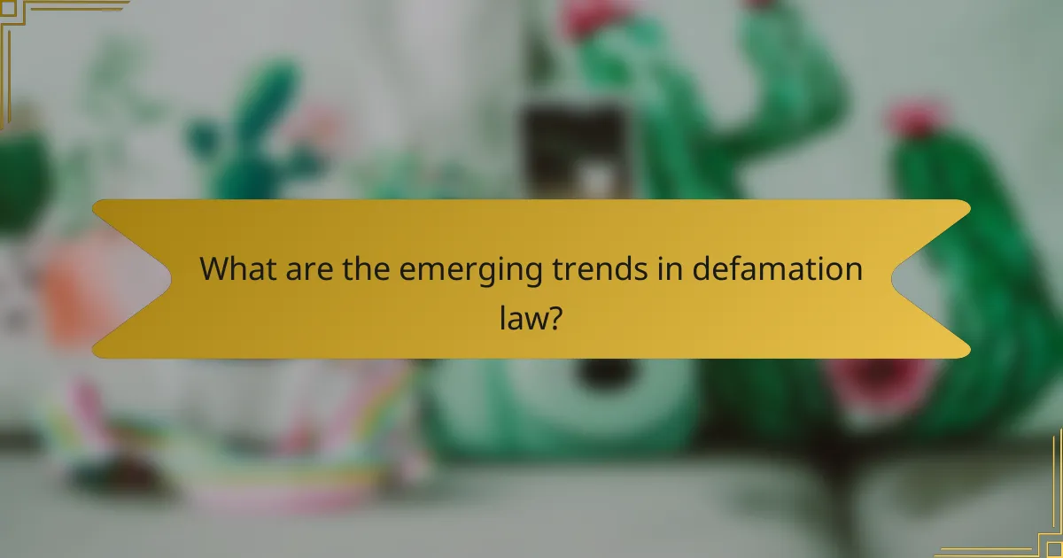 What are the emerging trends in defamation law?
