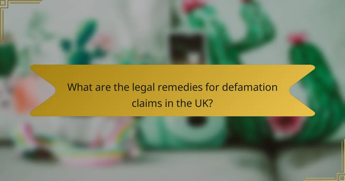 What are the legal remedies for defamation claims in the UK?